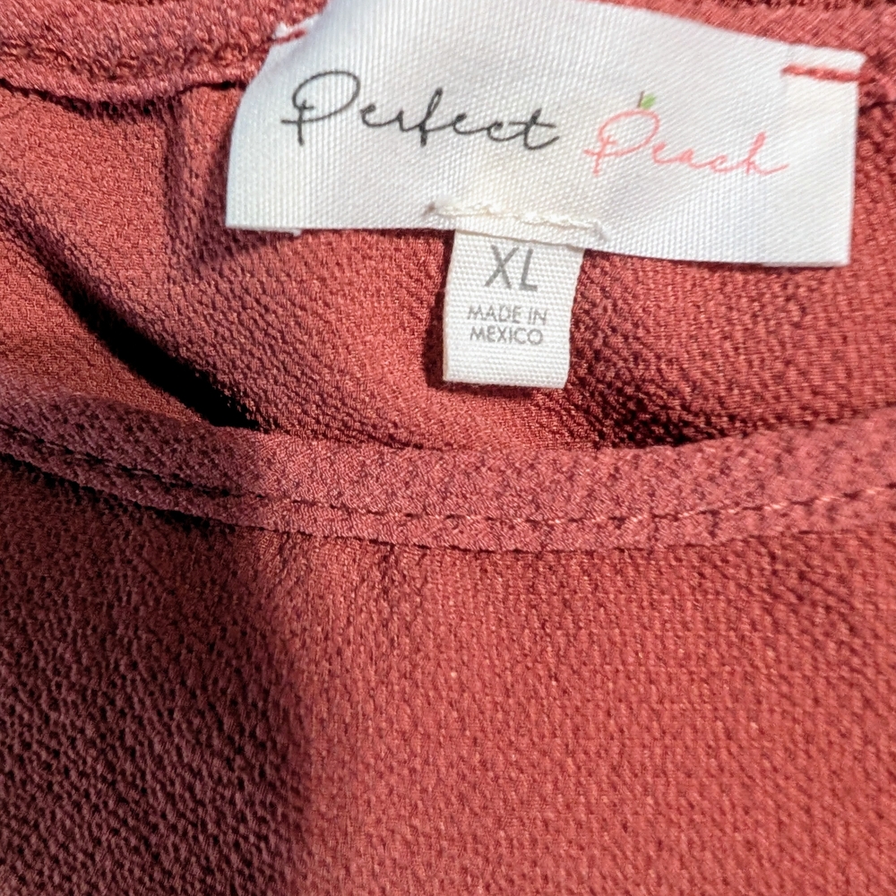 Women's Ruffled Sleeve Blouse - Rust - Picture 3 of 3